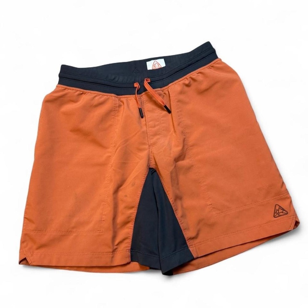 LIVSN Shorts Medium Orange Lined 8 Inseam Running Hiking Quick Dry Athletic READ